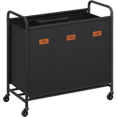 3-Section Laundry Sorter, Laundry Hamper with Wheels, Rolling Clothes Hamper Cart with Large Capacity and Removable Bags