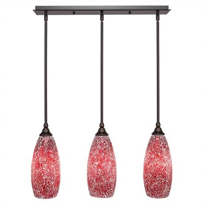 Toltec Lighting Any 3 - Light Chandelier in  Dark Granite with 5.5" Red Fusion Shade