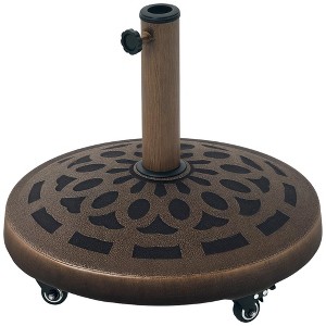 Outsunny Round Patio Umbrella Base with Wheels, 46 lbs Resin Umbrella Stand Base, Patio Umbrella Holder for 1.3"/1.5"/1.9" Umbrella Poles - 1 of 4
