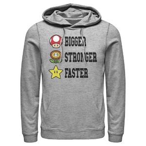 Men's Nintendo Mario Bigger Stronger Faster Pull Over Hoodie - 1 of 3