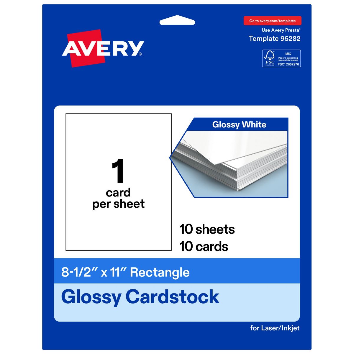 Avery 8-1/2" x 11" Rectangle, Glossy White Cardstock