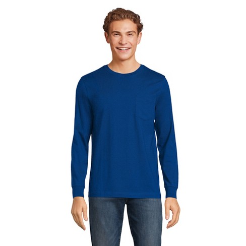 Lands' End Men's Super-t Long Sleeve T-shirt With Pocket - Small ...