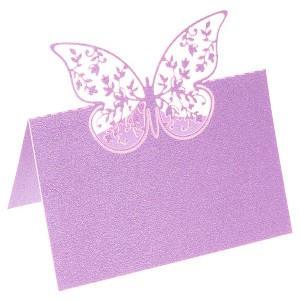 Unique Bargains Hollow Butterfly Cut Design Favor Decor Table Name Place Cards 50 Pcs - 1 of 4