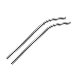 Unique Bargains Smooth Large Cocktail Coffee Juice Reusable Metal Straws 2 Pcs - 1 of 3