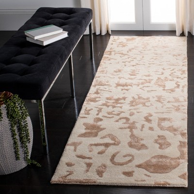 Ivory and Beige Hand-Tufted Wool and Viscose Runner Rug