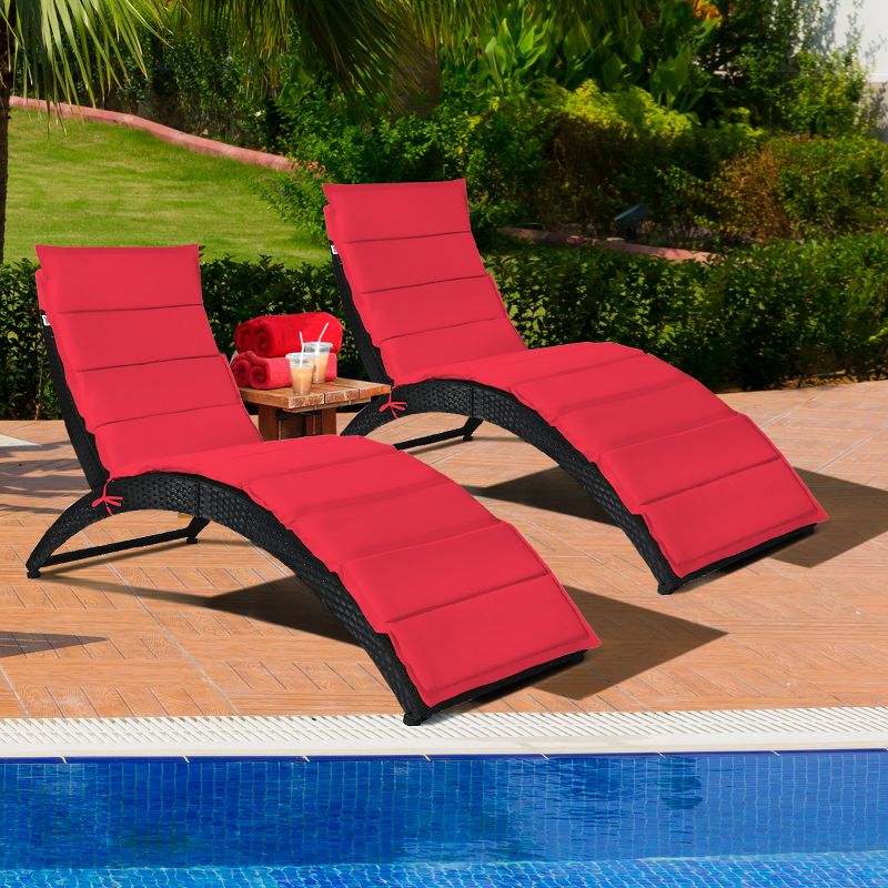 Tangkula Foldable Outdoor Patio Rattan Lounge Chair Reclining Chaise Chair, 3 of 6