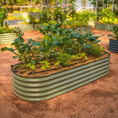 Olive Green 17" Tall Modular Metal Outdoor Raised Garden Bed