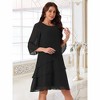 INSPIRE CHIC Women's Round Neck Semi Sheer 3/4 Bell Sleeve Asymmetrical Layered Tiered Midi Dress - 2 of 4
