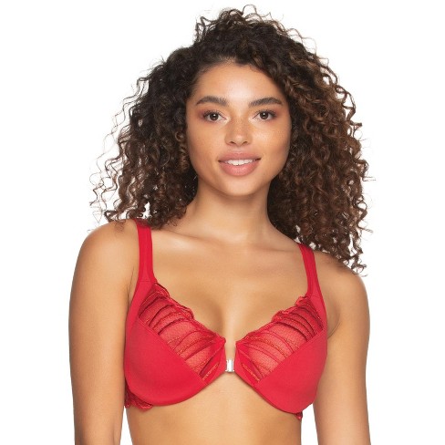Paramour By Felina Women's Angie Front Close Minimizer Bra (tango Red  Lurex, 36dd) : Target