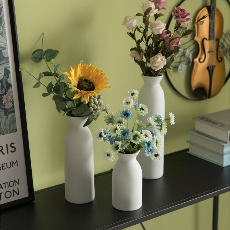 Contemporary White Cylinder Shaped Ceramic Table Flower Vase Holder, 4 of 7