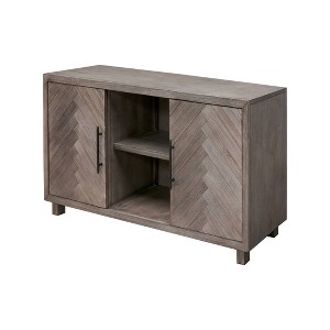 Palisade Console TV Stand for TVs up to 60" Gray - Martin Furniture: Herringbone Pattern, Iron Hardware - 1 of 4