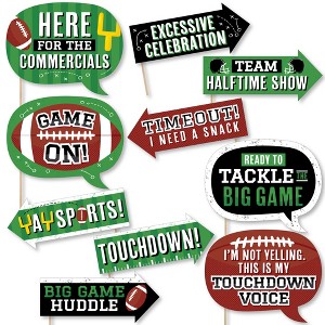 Big Dot of Happiness Funny The Big Game - Football Party Photo Booth Props Kit - 10 Piece - 1 of 4