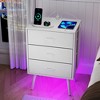 Vynxaria 2 Pack Modern Nightstand with Charging Station, LED Light & Fabric Drawers - Stylish & Functional Bedside Solution - 4 of 4