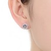 Guili Sterling Silver Rhodium Plated Clear Round Cubic Zirconia Solitaire Halo Stud Earrings, a Classic Statement of Elegance and Brilliance - 2 of 3