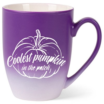Elanze Designs Coolest Pumpkin In The Patch Two Toned Ombre Matte Purple and White 12 ounce Ceramic Stoneware Coffee Cup Mug