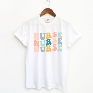 Simply Sage Market Women's Nurse Stacked Wavy Colorful Short Sleeve Garment Dyed Tee - 1 of 2