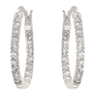 Slickblue Classic Rhodium Plated Inside-Out Hoop Earrings for Women, 1.8ct Round CZ Stones, Lever Back Closure - 1 of 3