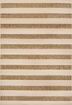 Aveiro Classic Beige and Brown Stripe Synthetic Area Rug - 3x5 Feet