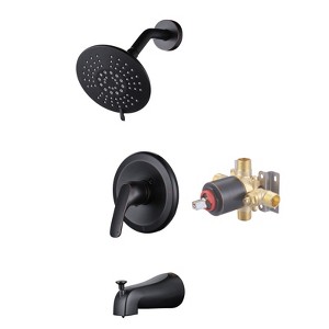 WOWOW Single Handle 5-Spray Shower Faucet 1.8 GPM with Tub Spout in Brushed Nickel - 1 of 4