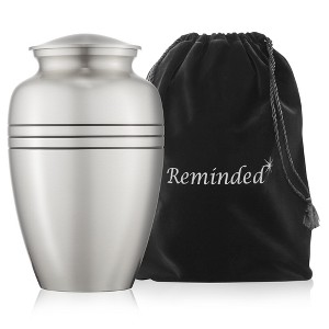 Reminded Adult Cremation Memorial Urn for Human Ashes, Black Stripe Brass Funeral Urn with Velvet Bag - 1 of 4