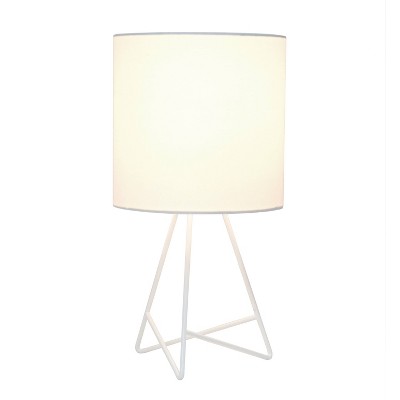 White Metal Tripod Table Lamp with Fabric Shade