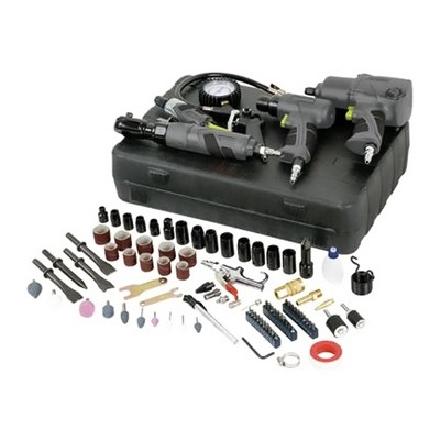 Master Mechanic 100 Piece Air Tool Kit with Impact Wrench, Straight Die Grinder, and Ratchet Wrench for Tools and Home Improvement, Black