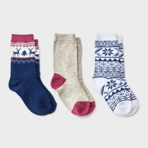 Toddler 3pk Reindeer Fairaisle Crew Socks - Cat & Jack™ - 1 of 3