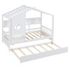 Merax Wooden House Bed with Trundle & Built-In Storage Shelves - 2 of 4