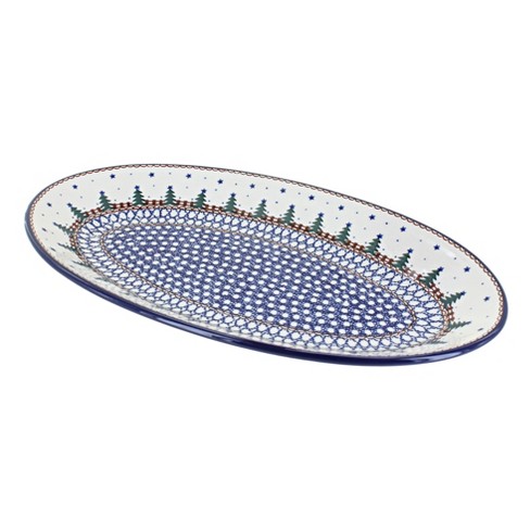 Blue Rose Polish Pottery Rustic Pines Oval Platter : Target