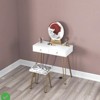 White Makeup Vanity w/ Stool - Adjustable Lighted Vanity Table w/ 3 Brightness Modes 2 Drawers - 4 of 4