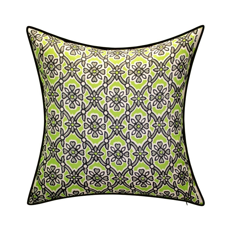 18"x18" Antique Tile Print Reversible Square Throw Pillow - Edie@Home, 1 of 8