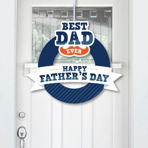 Big Dot of Happiness Happy Father's Day - Outdoor We Love Dad Party Decor - Front Door Wreath - 1 of 4