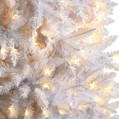 9-Foot Slim White Artificial Christmas Tree with Warm LED Lights