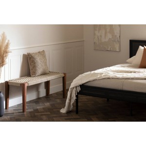 South Shore Hoya Wood Bench Beige/Natural: Rectangle Shape, Spot Clean, Wood Legs, No Upholstery - 1 of 4