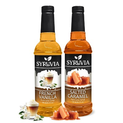 Syruvia Coffee Flavors Variety Pack: French Vanilla & Salted Caramel 25.4 fl oz Syrup
