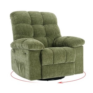 Rocking Recliner Chair, 360° Swivel Rocker for Living Room, Upholstered Fabric Glider Nursery Sofa with Side Pockets, Steel Frame Lazy Recliner - 1 of 4