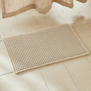 BAGOKIE Waffle Non-Slip Bath Mat Super Absorbent & Quick Dry Bathroom Rug - 1 of 4