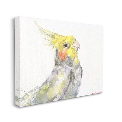 Stupell Industries Cockatiel Bird Portrait Tropical Yellow Grey Pet