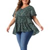 Agnes Orinda Women's Plus Size Boho Ditsy Floral V Neck Ruffle Tiered Pleated Babydoll Blouses - 2 of 4