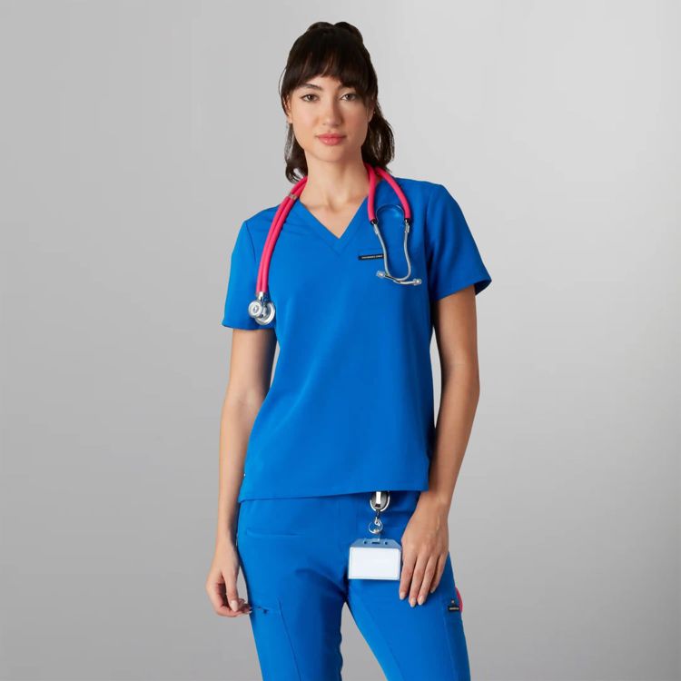 Members Only Bari Women's V-Neck Single Pocket Scrub Top - Royal Blue ...