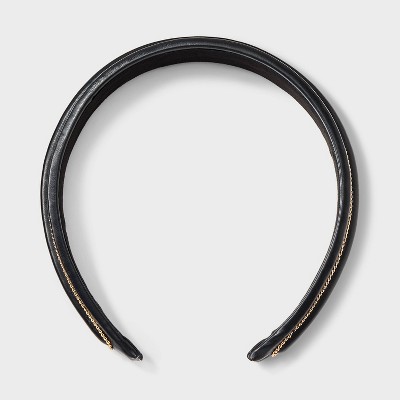 Faux Leather Headband - A New Day™ Black/Gold