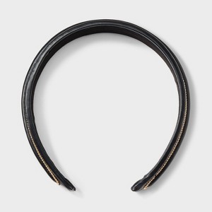 Faux Leather Headband - A New Day™ Black/Gold - 1 of 3