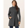 INSPIRE CHIC Women's Winter Stand Collar Single Breasted Mid-thigh Long Overcoat - 3 of 4
