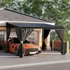 FUFU&GAGA Modern Wall Outdoor Patio Gazebo with Galvanized Steel Hardtop Aluminum Frame, Removable Curtains & Deep Gray Mosquito Netting - 3 of 4