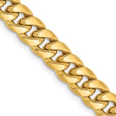 Black Bow Jewelry Men's 6.75mm 14K Yellow Gold Hollow Cuban Curb Chain Necklace