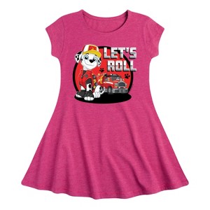 Girls' - Paw Patrol - Let's Roll Marshall Fit & Flair Cap Sleeve Dress - 1 of 3