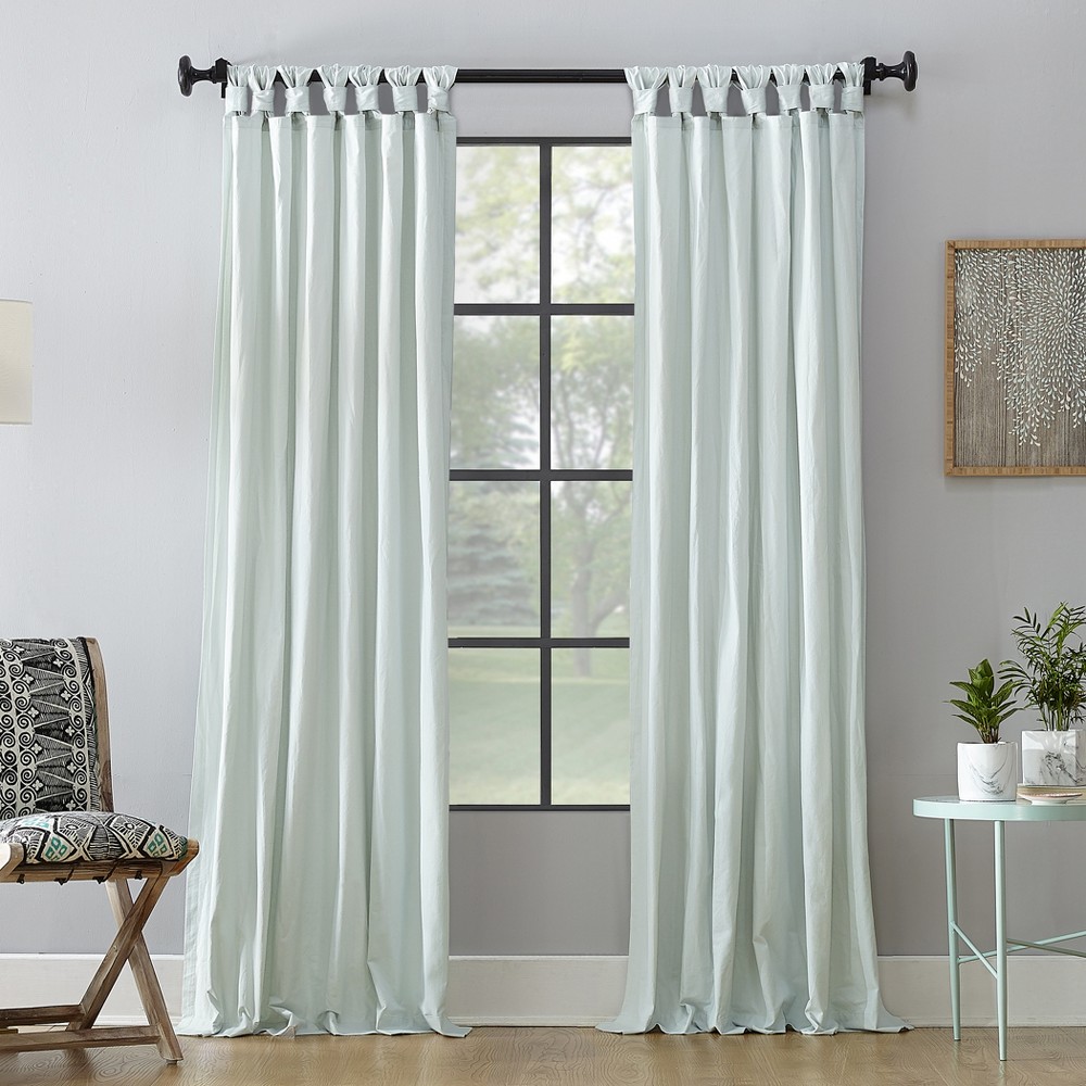 Photos - Curtains & Drapes 52"X63" Archaeo Light Filtering Washed Cotton Twist Tab Curtain Panel Gree