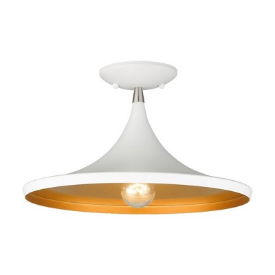 Livex Lighting Waldorf 1 - Light Semi-Flush Mount in  White/Brushed Nickel