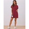 cheibear Womens Nightgown Sleep Dress Short Sleeve CrewNeck Soft Night Dress with Pockets - 3 of 4