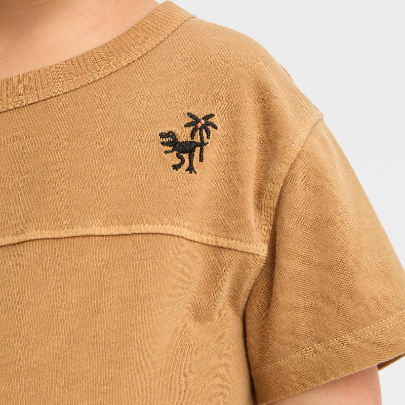 Toddler Boys' Short Sleeve Dino T-Shirt - Cat & Jack™ Beige, 3 of 5
